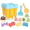 13pcs /Set Outdoor Castle Beach Toy Bucket Child Play House Cartoon Play Sand Dredging Tool(Yellow)