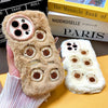 For iPhone 13 Pro Bear Plush Silicone Phone Case(Brown)