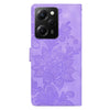 For Redmi Note 12 Pro 5G Global Lace Floral Embossed Magnetic Buckle PU Phone Case With Wrist Strap(Purple)