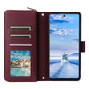 For Samsung Galaxy A33 5G Nine-card Slots Zipper Wallet Bag Leather Phone Case(Wine Red)