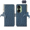 For Asus Zenfone 10 / Zenfone 9 Ostrich Pattern Genuine Leather RFID Phone Case(Blue)