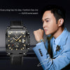 OLEVS 9925 Men Square Dial Multifunctional Waterproof Quartz Watch(Black)