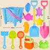 13pcs/Set Children Beach Toys Set Large Sand Shovel Bucket Sand Digging Tools Hourglass, Color: Blue Square Castle