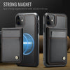 For iPhone 11 JEEHOOD J06 British Style RFID MagSafe Card Bag PU Phone Case(Black)