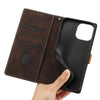 For iPhone 14 Pro Grid Stitching Leather Phone Case with Lanyard(Brown)