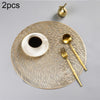 2 PCS Fashion Round Hollow Placemats PVC Table Mats Coffee Cup Pad(Gold)