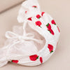 C0487 Strawberry Pattern Cotton Spring Baby Openning Lace Hat, Size: One Size(White)