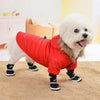 Warm Fleece Dog Coat with Hood - Red, Size L