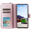 For Samsung Galaxy A53 5G Nine-card Slots Zipper Wallet Bag Leather Phone Case(Rose Gold)