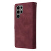 For Samsung Galaxy S25 Ultra 5G Multifunctional Frosted Zipper Wallet Leather Phone Case(Wine Red)