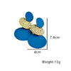 Stitching Solid Color Geometric Round Ladies Personality Earrings(E-649-Dark Blue)