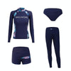 Women Long-sleeved Diving Suit Swimsuit Sunscreen Surf Clothing Slimming Suit, Size:M(Navy Blue)