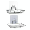 Stainless Steel Wall-Mounted Bathroom Soap Storage Rack, Style: Single Layer Curved With Sticker