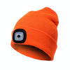 Unisex Warm Winter Polyacrylonitrile Knit Hat Adult Head Cap with 4 LED Lights, Button Battery (Orange)