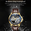 OLEVS 6661 Men Fashion Luminous Waterproof Mechanical Watch(Blue + Gold)