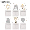 10sheets Bohemia Cute Smiley Cartoon Animal Switch Sticker Kids Room Decoration(As Show)