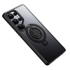 For Samsung Galaxy S25 Ultra 5G Frosted MagSafe Phone Case with 360 Degree Rotating Holder(Black)