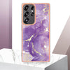 For Samsung Galaxy S25 Ultra 5G Electroplating Marble Pattern Dual-side IMD TPU Shockproof Phone Case(Purple 002)