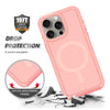 For iPhone 14 Pro Shockproof MagSafe Armor PC Hybrid TPU Phone Case(Light Pink+Coral Red)