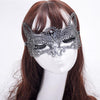 Halloween Masquerade Party Dance Sexy Lady Bronzing Lace Cat King Mask(Silver)