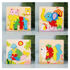 4 PCS / Sets Of Children Early Education Three-Dimensional Wooden Animal Puzzle Toys(Elephant + Hippo + Whale + Ocean Fish)
