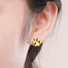 Women Fashion Pet Cat Footprints Silver Earrings, Color:Gold