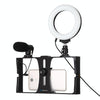 PULUZ 3 in 1 Vlogging Live Broadcast Smartphone Video Rig + Microphone +  4.7 inch 12cm Ring LED Selfie Light Kits with Cold Shoe Tripod Head for iPhone, Galaxy, Huawei, Xiaomi, HTC, LG, Google, and Other Smartphones(Blue)
