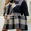 Women Long Suit Collar Sleeveless Sweater Jacket Plaid Jacquard Knit Vest Cardigan, Size: XL(Brown)