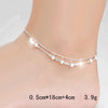 Fashion Jewelry Double Powder Beads and Stars Silver Plated Anklets(Silver)