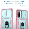 For Samsung Galaxy A56 5G Sliding Camshield TPU + PC Phone Case with Holder(Green+Pink)