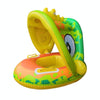 Baby Cartoon Animal Swimming Ring With Awning(Green)
