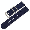 Washable Nylon Canvas Watchband, Band Width:18mm(Dark Blue with Silver Ring Buckle)