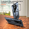 For Samsung Galaxy S24 5G Shield Hollow Frame Holder MagSafe Phone Case(Navy Blue)