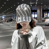 Rhinestone Personality Cap Women Spring And Summer Baseball Cap All-Match Hat, Size:M56-58cm(White)