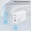 GAN 65W PD45W Dual Type-C / QC3.0 USB  Multi Compatible Charger + 2m USB-C to USB-C Data Cable UK + US Plug Black