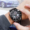 SKMEI 1538 Multi-Function Time Large Dial Steel Belt Men  Casual Sports Electronic Watch(Black-Steel Belt)