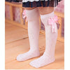 Children's Tube Socks Mesh Bow Princess Socks Square Grid Over Knee Socks, Size:43cm(pink)