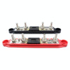 CP-4125 1 Pair RV Yacht M8 Single Row 4-way Power Distribution Block Busbar with Cover with 300A Fuse(Black + Red)