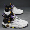 Men Outdoor Basketball Shoes Thick Bottom Non-Slip Teenage Sneakers Soft Bottom Running Shoes, Size: 42(Black Purple)