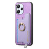 For Redmi K70 / K70 Pro 5G Retro Magsafe Cross Leather Ring Holder Card Bag Phone Case(Purple)
