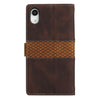 For iPhone XR Grid Stitching Leather Phone Case with Lanyard(Brown)