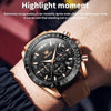 OLEVS 9957 Men Luminous Waterproof Leather Strap Quartz Watch(Blue)