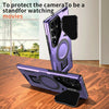 For Samsung Galaxy S22 Ultra 5G Shield Frame Holder MagSafe Phone Case(Purple)
