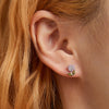 S925 Sterling Silver Flower Ear Stud Women Earrings(Pink)