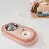 Pink Pet Feeder with Automatic Waterer - Stainless Steel Dog & Cat Bowls