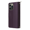 For iPhone 13 Pro Nine-card Slots Zipper Wallet Bag Leather Phone Case(Dark Purple)