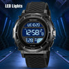 SKMEI 2099 Multifunctional Men Outdoor 50M Waterproof Luminous Digital Wrist Watch(Black+White)