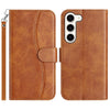 For Samsung Galaxy S23+ 5G Dual-Folded S-shape Leather Phone Case(Brown)