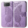 For Asus Zenfone 8 Flip Butterfly Love Flower Embossed Horizontal Flip Leather Case with Holder & Card Slots & Wallet & Lanyard(Light Purple)