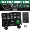 RV Yacht Car Combination Cat Eye Switch Dual USB Car Charging Control Panel With Voltmeter (Green Light)